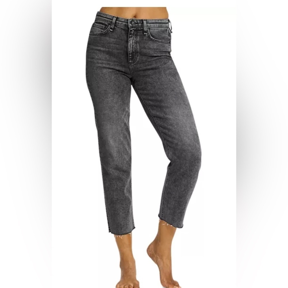 rag & bone Nina High-Rise Ankle Slim Straight Jeans in Black Sage - Size 31